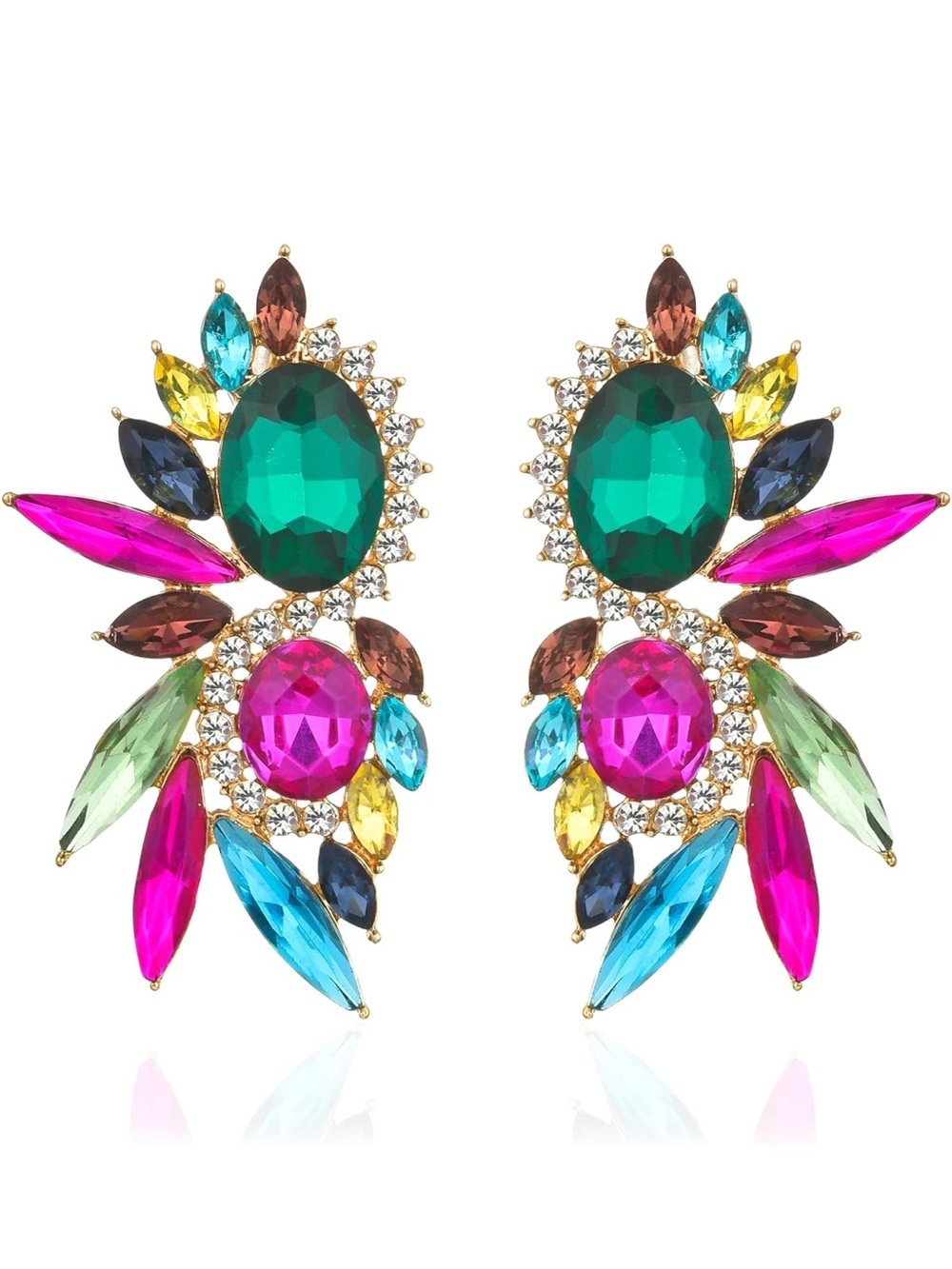 Multicolor Vintage Rhinestone Statement Drop Earrings